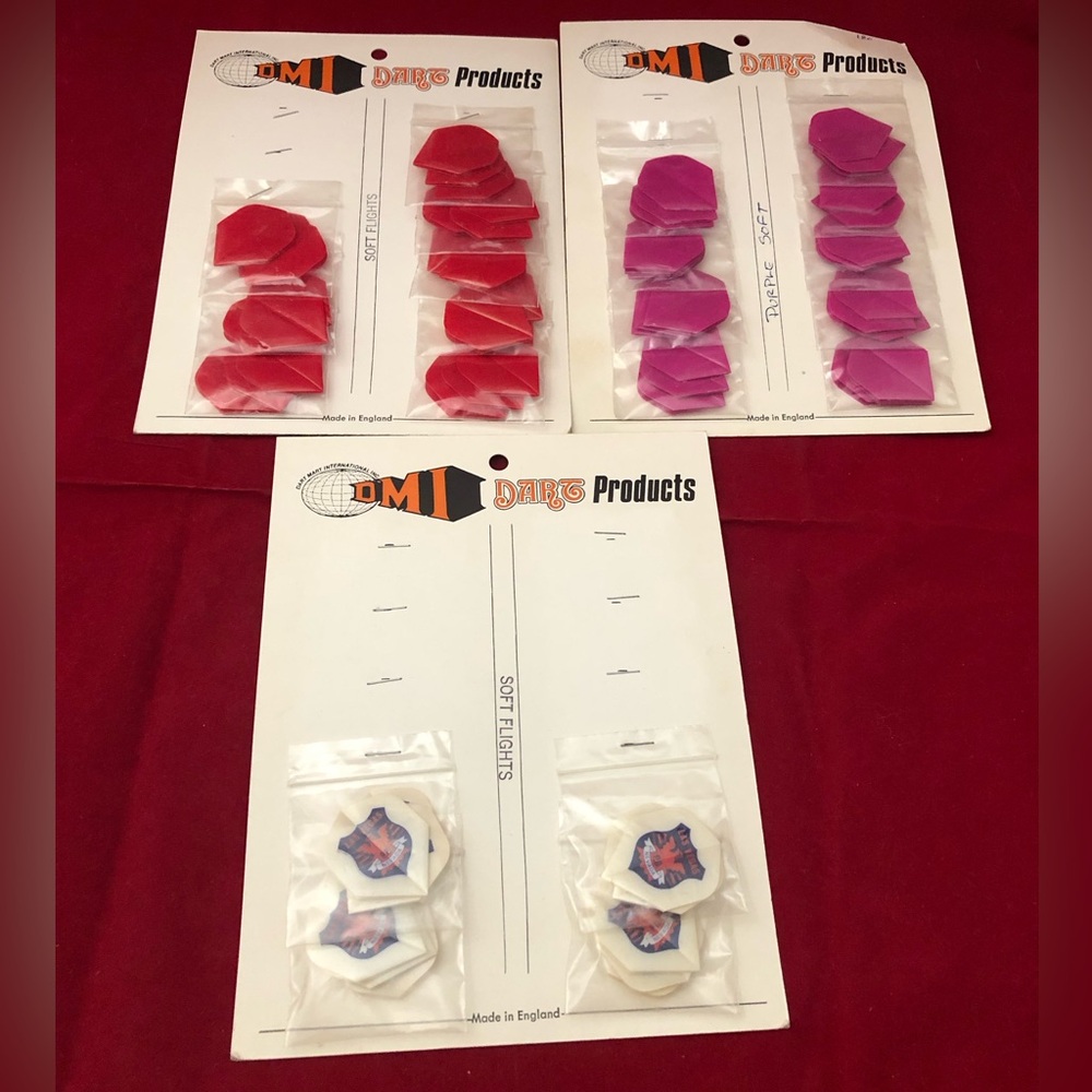 (63) Vintage DMI 80's Assorted Designs England Dart Soft Flights Las Vegas